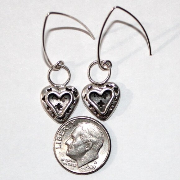 Sterling Silver Heart Earrings - Picture 3 of 4